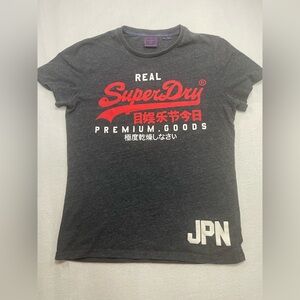 Superdry Real SuperDry Premium Goods Graphic T-Shirt Gray Red Logo Men’s M